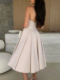Solid Color Tube Midi Dress Summer Dress Luxurious Weddings
