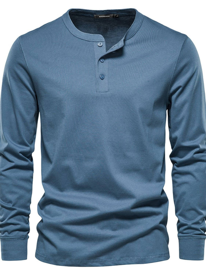 Men's Full Size Quarter Button Round Neck Long Sleeve T-Shirt Plus Size Men’s shirts Luxurious Weddings