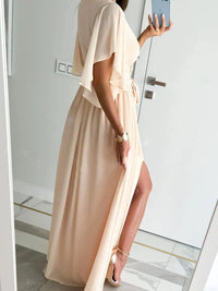 Flutter Sleeve Surplice Tie Waist Dress Bridesmaid Dresses Luxurious Weddings