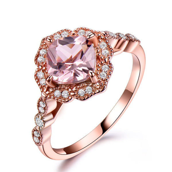 Valentine's Day Luxury Morganite Sterling Silver Ring Luxurious Weddings