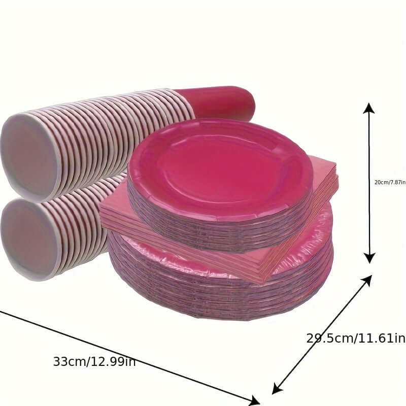 50pcs Colorful Paper Cups & Plates Set for Parties Tableware Luxurious Weddings