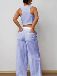 Striped Vest Top and Wide Leg Pants Two-Piece Set Coords Luxurious Weddings