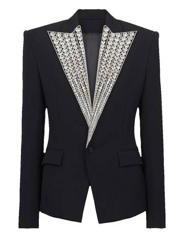 Designer Jacket Women's Rhinestone Diamonds Blazer Luxurious Weddings