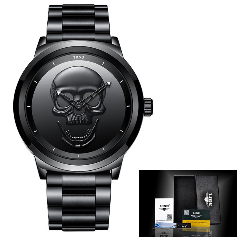 LIGE Simple Skull Stereoscopic Watch Watches Luxurious Weddings