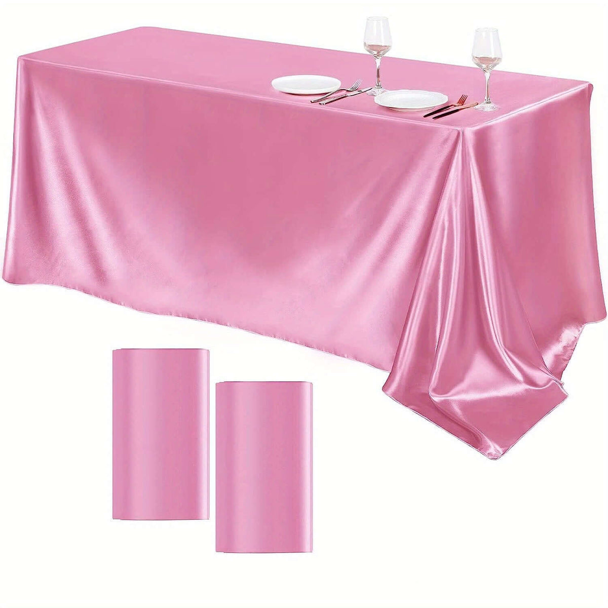 Elegant Golden Satin Tablecloth Overlay - 102 x 58\" Tablecloth Luxurious Weddings