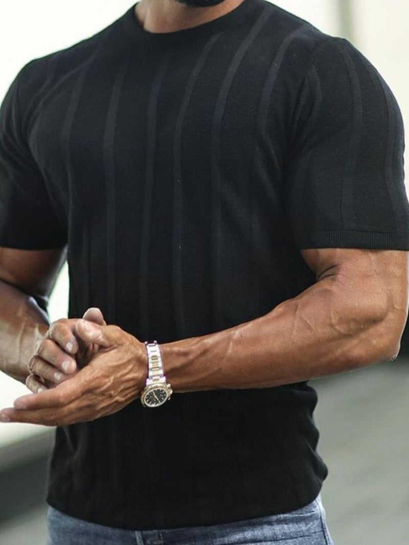 Men's Plus Size Striped Round Neck Short Sleeve T-Shirt mens tshirts Luxurious Weddings