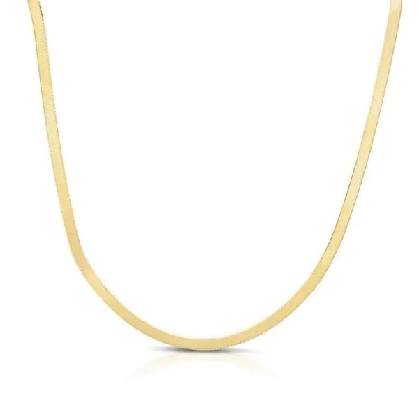 14K 1.5mm Beveled Herringbone Chain Necklace NECKLACE Luxurious Weddings