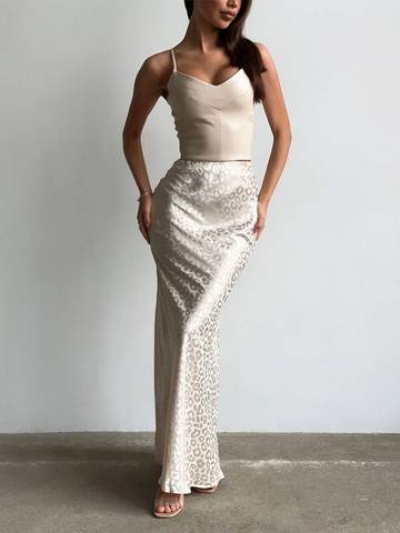 European hip-wrapped jacquard leopard print long skirt Leopard Print Skirt Luxurious Weddings