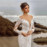 Stunning Deep V-Neck Mermaid Wedding Dress with Lace Appliques - Customizable and Fast Shipping Luxurious Weddings