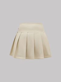 Buckle Decor Pleated Mini Skirt Skirt Suit Luxurious Weddings