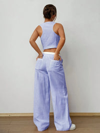 Striped Vest Top and Wide Leg Pants Two-Piece Set Coords Luxurious Weddings