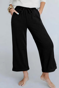 Black Mineral Wash Exposed Seam Wide Leg Pants Bottoms/Pants & Culotte Luxurious Weddings