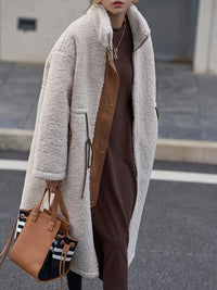 Plus Size Drawstring Zip Up Turtleneck Sherpa Coat Plus size coat Luxurious Weddings