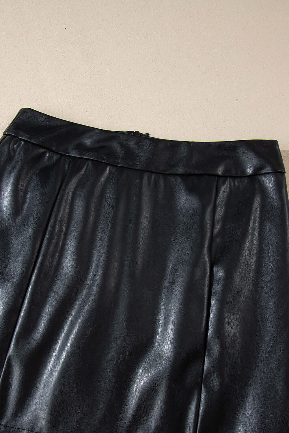 Black PU Leather Side Slits Slim Fit High Waist Mini Skirt Bottoms/Skirts & Petticoat Luxurious Weddings