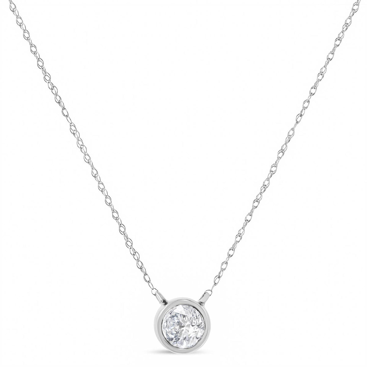 10K White Gold 1/10ct Solitaire Diamond Pendant Necklace Jewellery Luxurious Weddings