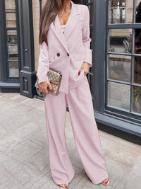 Buttoned Lapel Collar Long Sleeve Blazer and Pants Set Suits Luxurious Weddings