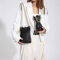 Chic Black Chain Handbags For Women's Messenger Bags Female Shoulder Bag Mobile Phone Bag Small Crossbody Wallet Handbags Luxurious Weddings