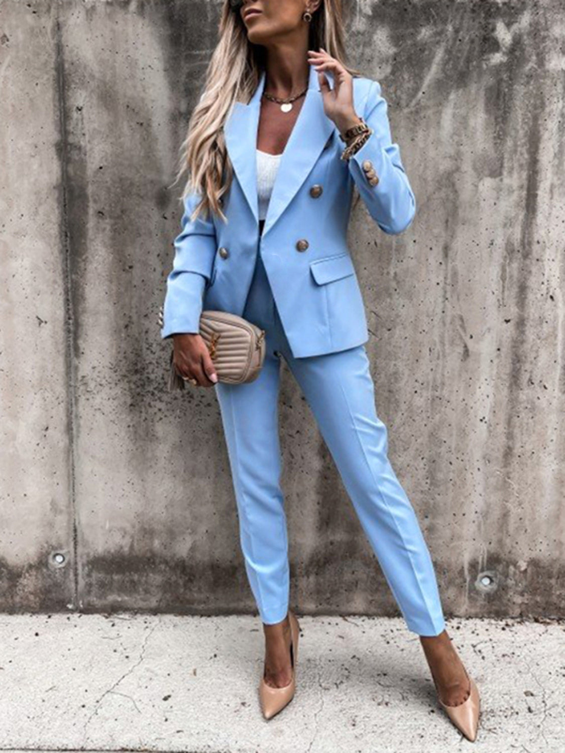 Lapel Collar Long Sleeve Blazer and Pants Set womens suits Luxurious Weddings