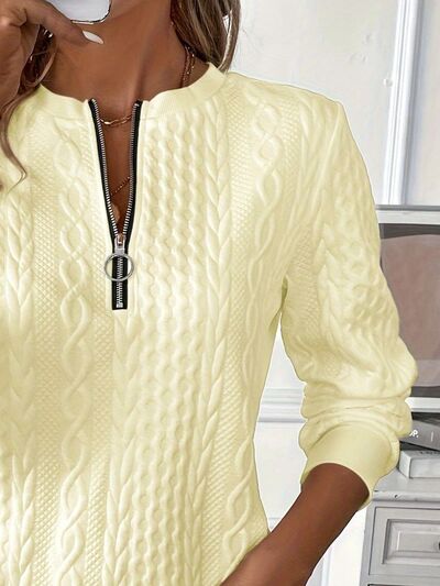 Texture Half Zip Long Sleeve Sweatshirt sweater Luxurious Weddings