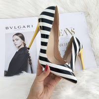Striped patent leather point-toe pumps shoes Luxurious Weddings