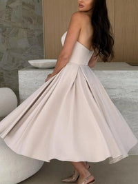 Solid Color Tube Midi Dress Summer Dress Luxurious Weddings