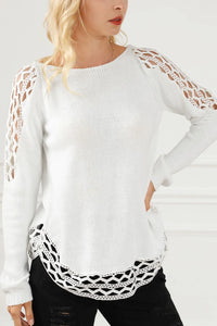 Scoop Neck Hollow Out Sweater Cardigans Luxurious Weddings