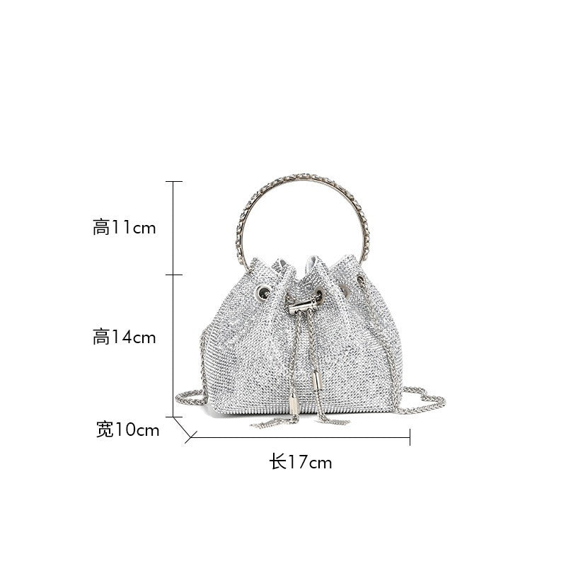 Classic rhinestone bag women's evening bag high-end tassel bag handbag textured full diamond crossbody portable bucket bag Handbags Luxurious Weddings