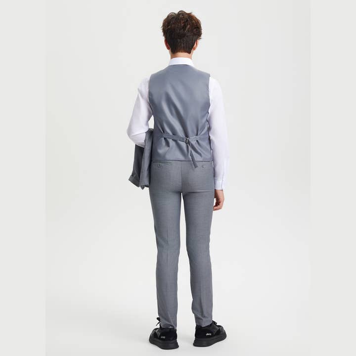 Stacy Adams Boys Suit 5-Piece Set | Mid Grey Suits Luxurious Weddings