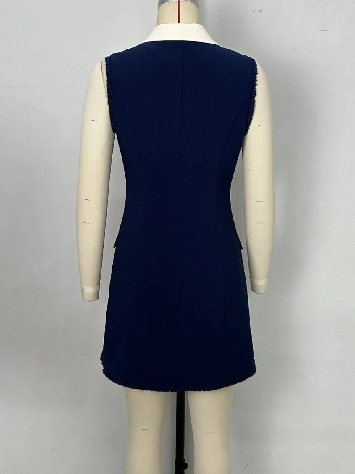 Contrast Collar Button-Front Sleeveless Mini Dress Mini dress Luxurious Weddings