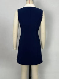 Contrast Collar Button-Front Sleeveless Mini Dress Mini dress Luxurious Weddings
