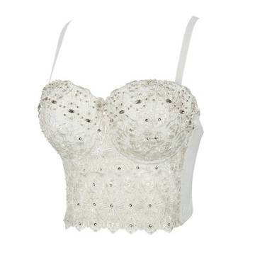 Open back lace embroidery diamond wrapped camisole vest Cami Top Luxurious Weddings