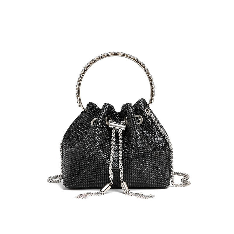 Classic rhinestone bag women's evening bag high-end tassel bag handbag textured full diamond crossbody portable bucket bag Handbags Luxurious Weddings