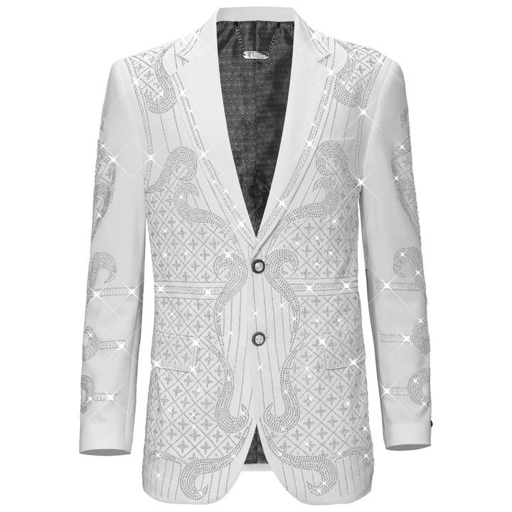 BAROCCO Men's Duke Rhinestone Design Blazer Men's Blazer Luxurious Weddings