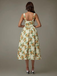 Lace Trim Floral Sleeveless Midi Dress Summer Dress Luxurious Weddings