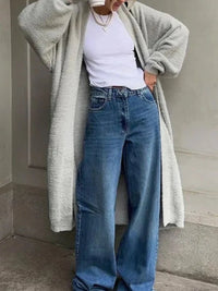 Fuzzy Open Front Solid Color Cardigan Cardigans Luxurious Weddings