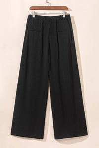 Black Pleated Elegant Wide Leg Pants Bottoms/Pants & Culotte Luxurious Weddings