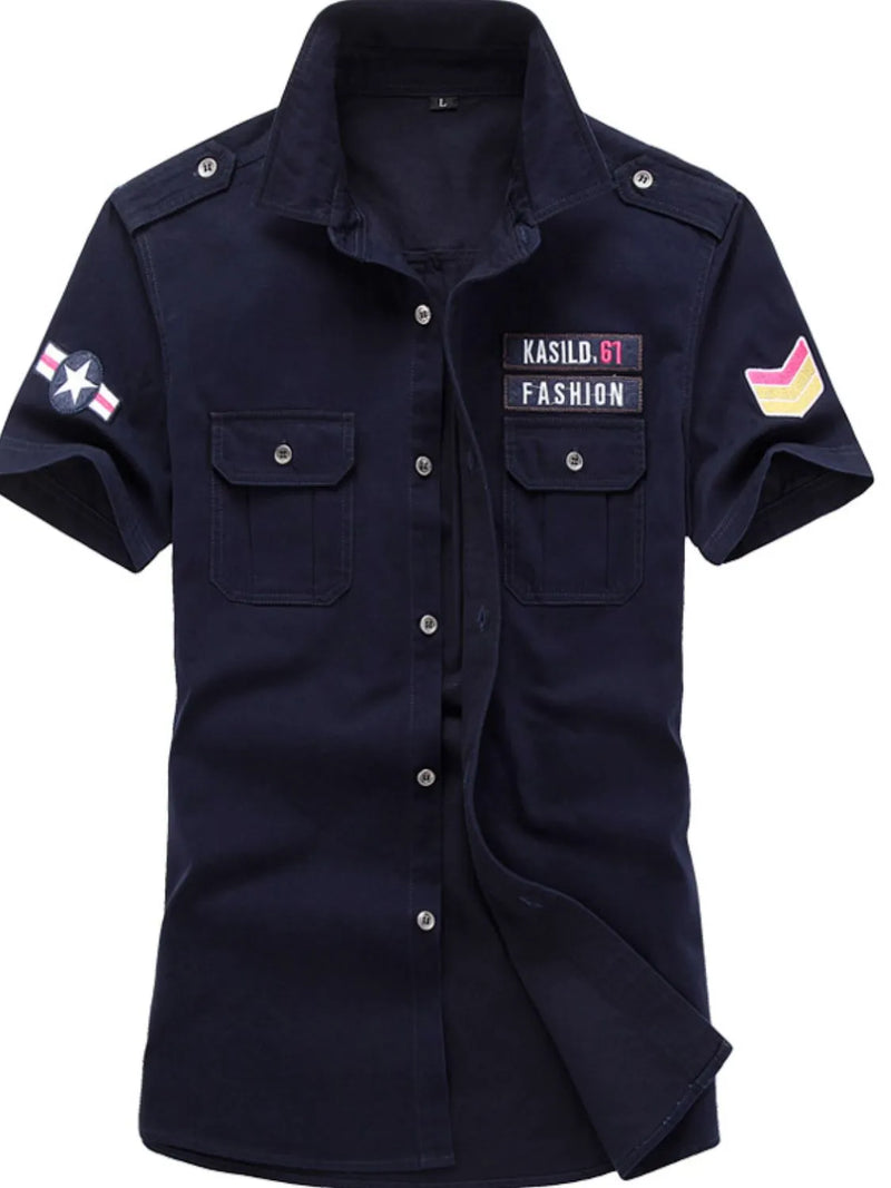 Men's Plus Size Embroidered Collared Neck Short Sleeve Shirt Men’s shirts Luxurious Weddings