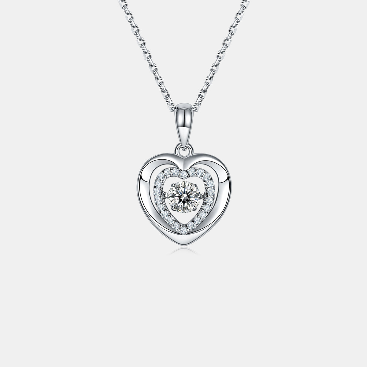 Moissanite 925 Sterling Silver Heart Necklace Necklace Luxurious Weddings