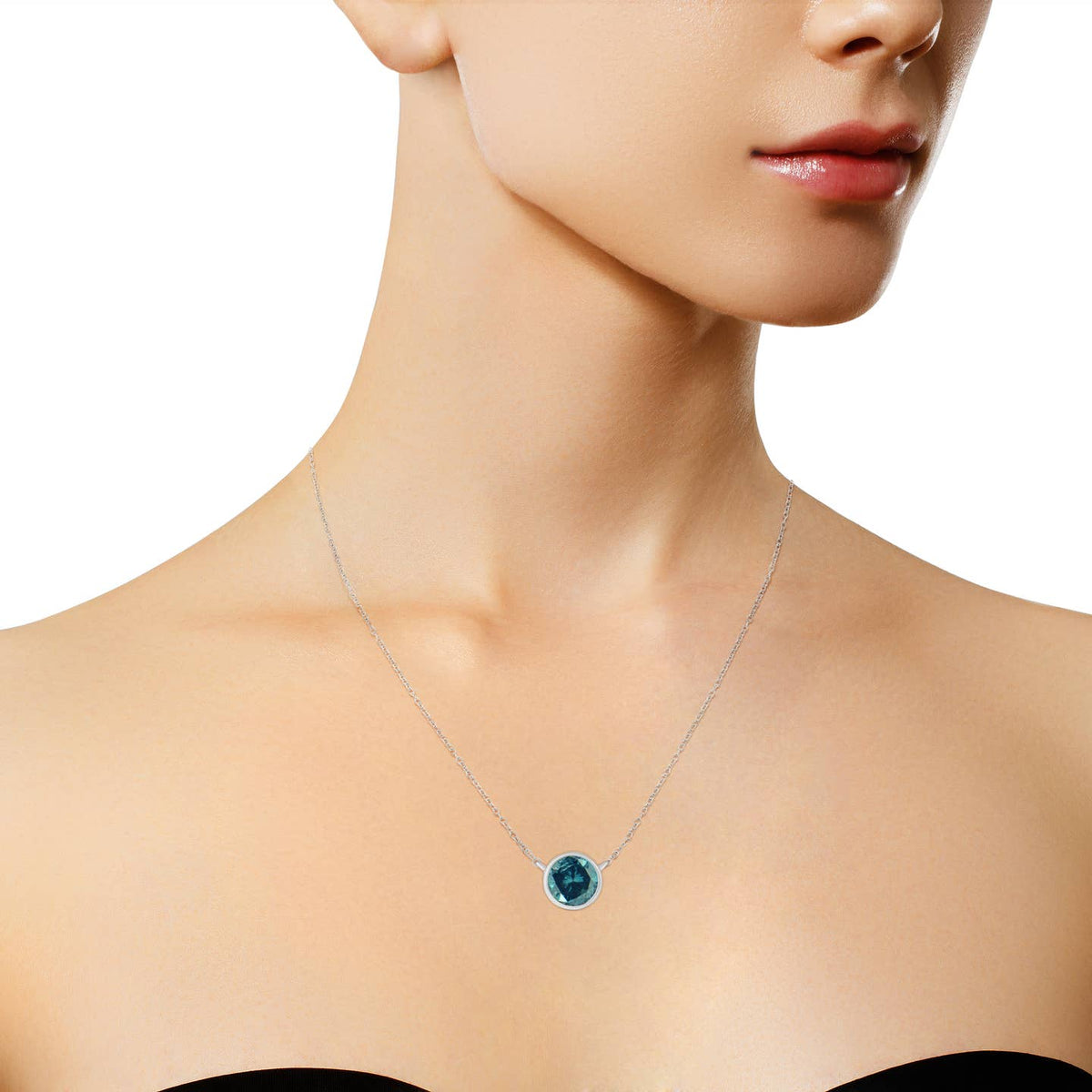 .925 Sterling Silver Blue Sapphire Gemstone Pendant Necklace NECKLACE Luxurious Weddings