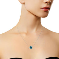 .925 Sterling Silver Blue Sapphire Gemstone Pendant Necklace NECKLACE Luxurious Weddings