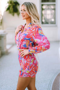 Multicolor Bold Graffiti Print Shirt Button Romper Bottoms/Jumpsuits & Rompers Luxurious Weddings