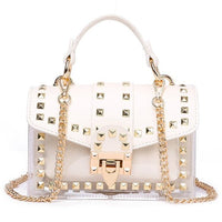 Elegant chains and rivet handbag for women, perfect for luxurious weddings or special occasions.