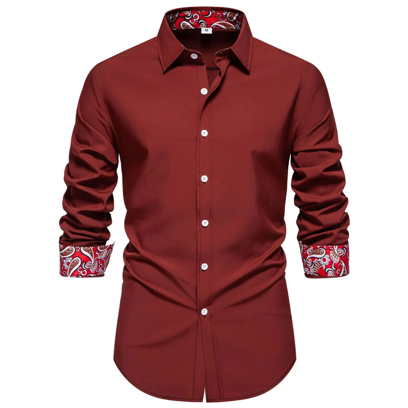 Men's Casual Button-Down Shirt with Cuff Detail mens shirt Luxurious Weddings