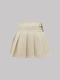 Buckle Decor Pleated Mini Skirt Skirt Suit Luxurious Weddings