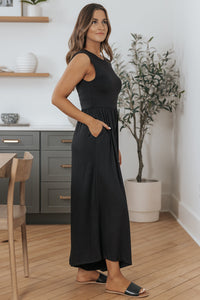 Black Open Back Wide Leg Jumpsuit Bottoms/Jumpsuits & Rompers Luxurious Weddings