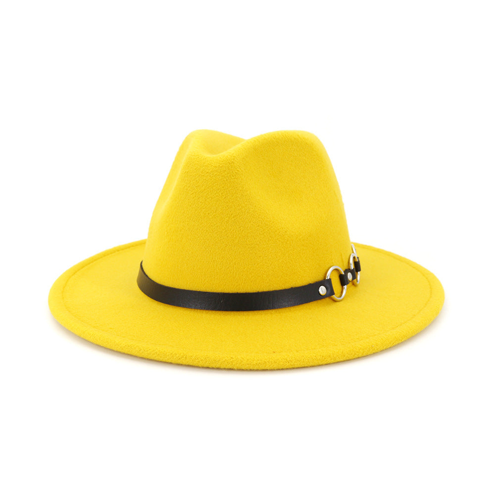 60cm Woolen Fedora Hat | Yellow