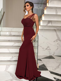 Rhinestone One-Shoulder Formal Dress Ball gown Luxurious Weddings