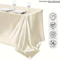 Elegant Golden Satin Tablecloth Overlay - 102 x 58\" Tablecloth Luxurious Weddings