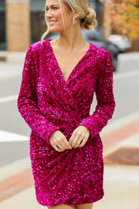 Sequin Surplice Long Sleeve Mini Dress Mini Dress Luxurious Weddings