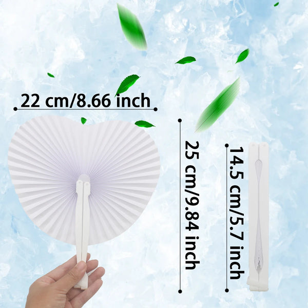 40/80/120pcs Wedding Paper Fan Heart-Shaped DIY Painting White Folding Fans Blank Fans Guest Gifts For Party Birthday Decoration Paper Fans